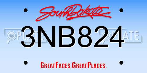 3NB824 South Dakota License Plate