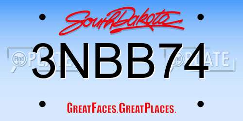 3NBB74 South Dakota License Plate