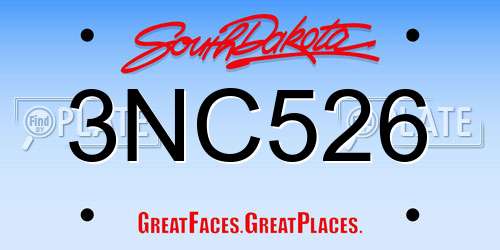 3NC526 South Dakota License Plate