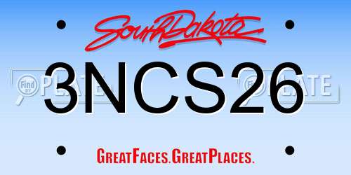3NCS26 South Dakota License Plate