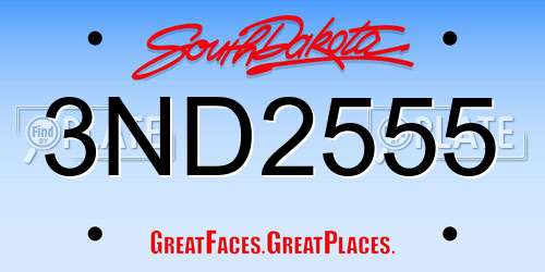 3ND2555 South Dakota License Plate