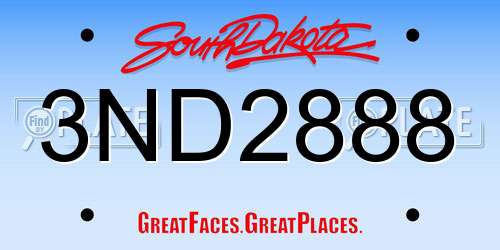3ND2888 South Dakota License Plate