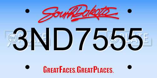 3ND7555 South Dakota License Plate