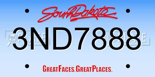 3ND7888 South Dakota License Plate