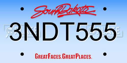 3NDT555 South Dakota License Plate