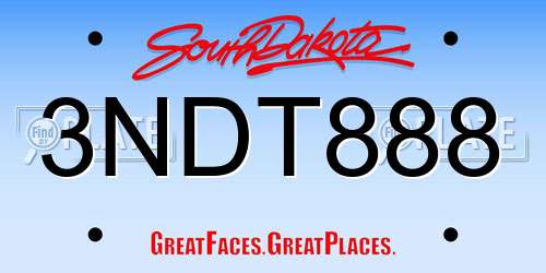 3NDT888 South Dakota License Plate