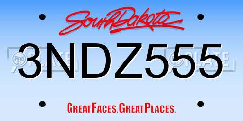 3NDZ555 South Dakota License Plate