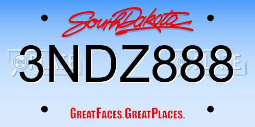 3NDZ888 South Dakota License Plate