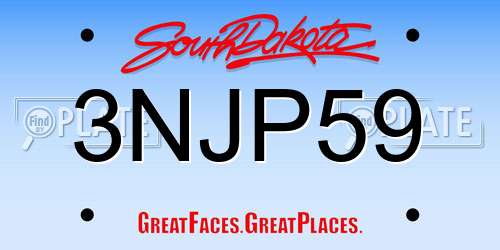 3NJP59 South Dakota License Plate