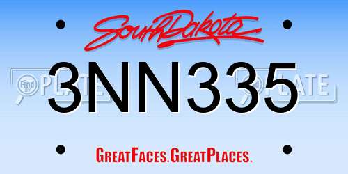 3NN335 South Dakota License Plate