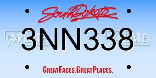 3NN338 South Dakota License Plate