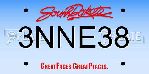 3NNE38 South Dakota License Plate