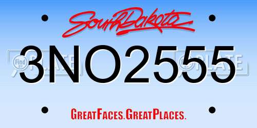 3NO2555 South Dakota License Plate