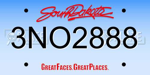 3NO2888 South Dakota License Plate