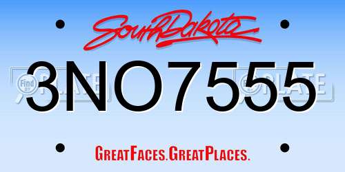 3NO7555 South Dakota License Plate