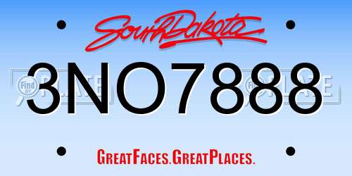 3NO7888 South Dakota License Plate