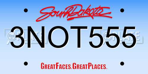 3NOT555 South Dakota License Plate