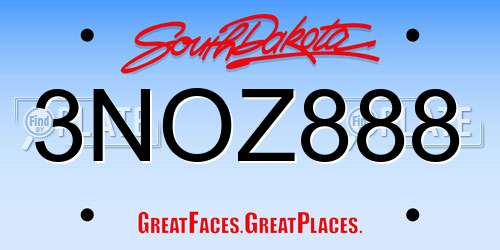 3NOZ888 South Dakota License Plate