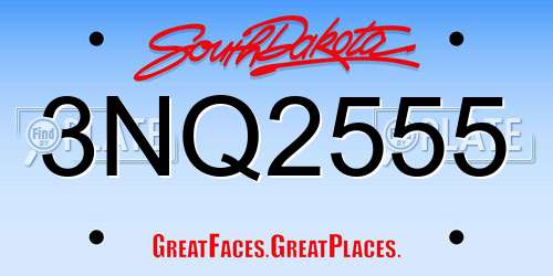 3NQ2555 South Dakota License Plate
