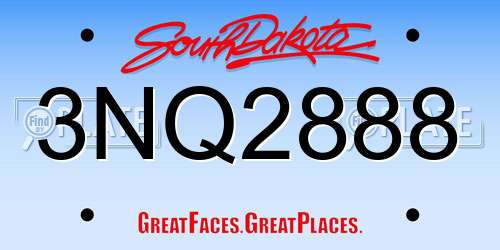 3NQ2888 South Dakota License Plate