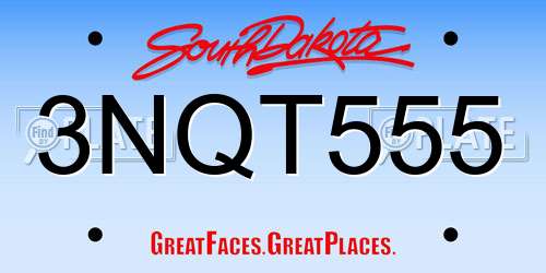 3NQT555 South Dakota License Plate