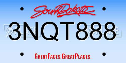 3NQT888 South Dakota License Plate