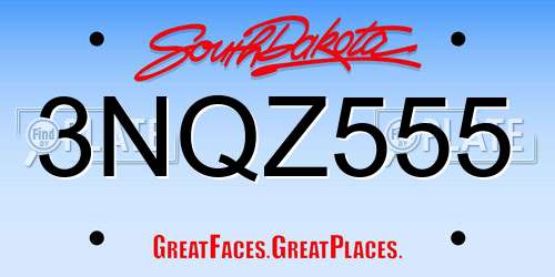 3NQZ555 South Dakota License Plate