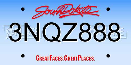 3NQZ888 South Dakota License Plate