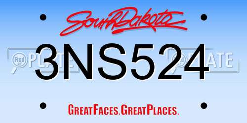 3NS524 South Dakota License Plate