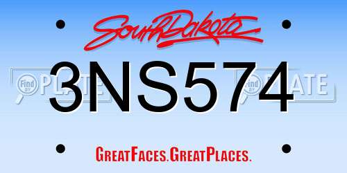 3NS574 South Dakota License Plate