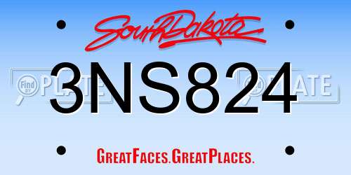 3NS824 South Dakota License Plate