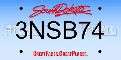 3NSB74 South Dakota License Plate