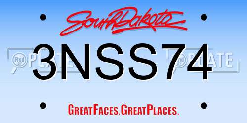 3NSS74 South Dakota License Plate