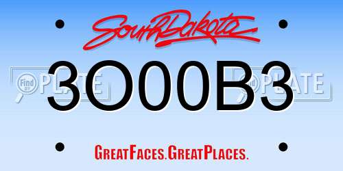 3O00B3 South Dakota License Plate