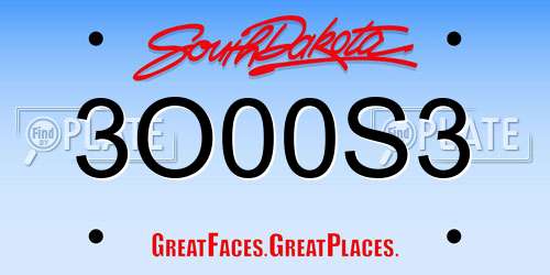 3O00S3 South Dakota License Plate