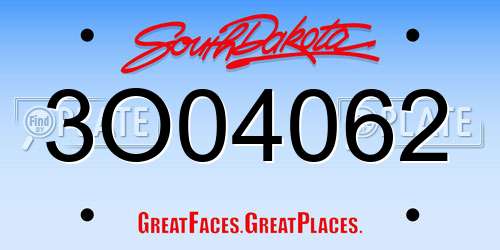 3O04062 South Dakota License Plate