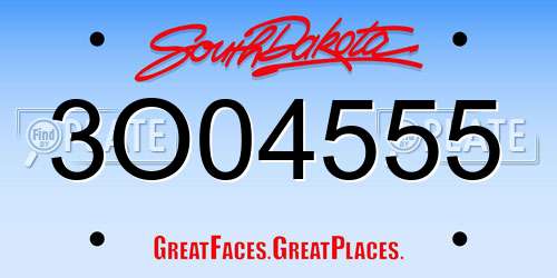 3O04555 South Dakota License Plate