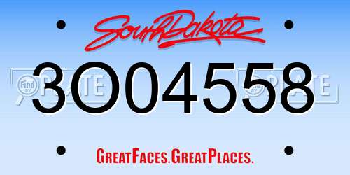 3O04558 South Dakota License Plate