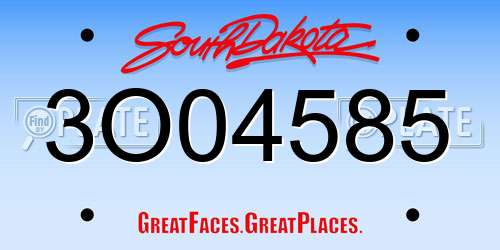 3O04585 South Dakota License Plate