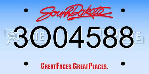 3O04588 South Dakota License Plate