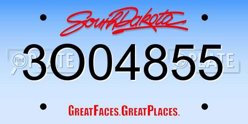 3O04855 South Dakota License Plate