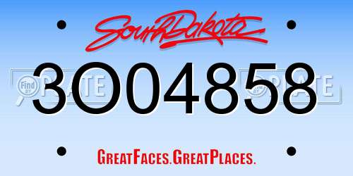3O04858 South Dakota License Plate