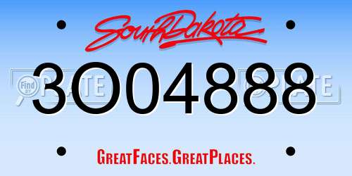 3O04888 South Dakota License Plate