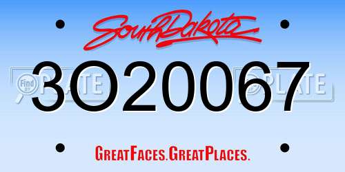 3O20067 South Dakota License Plate