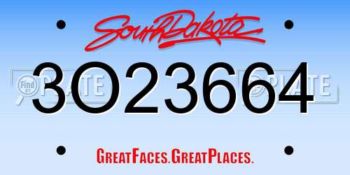3O23664 South Dakota License Plate