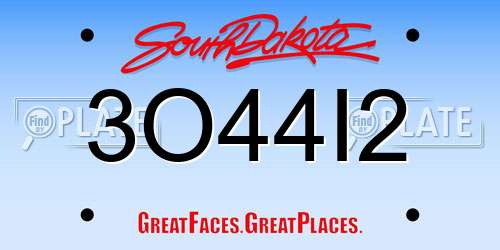 3O44I2 South Dakota License Plate