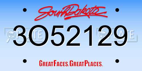 3O52129 South Dakota License Plate