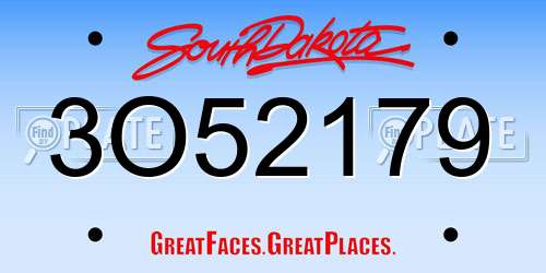3O52179 South Dakota License Plate