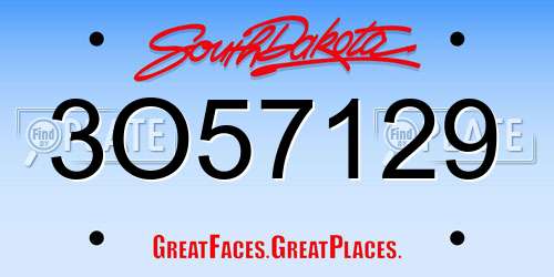 3O57129 South Dakota License Plate