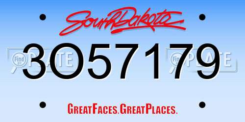 3O57179 South Dakota License Plate